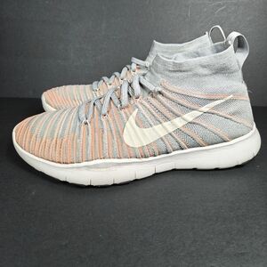Nike Free Train Force Flyknit Grey Orange  Running Shoes Men's Sneakers Size 11